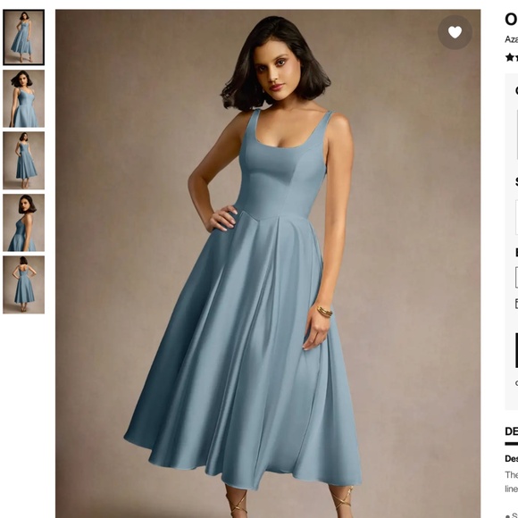 Olivia Powder Blue Midi Pleated Dress - Picture 1 of 5